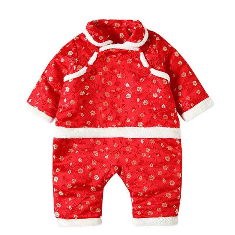 Christmas Pajamas Traditional Chinese Tang Suit For Newborn Baby Infant Boy Girl Print Winter Hanfu Christmas