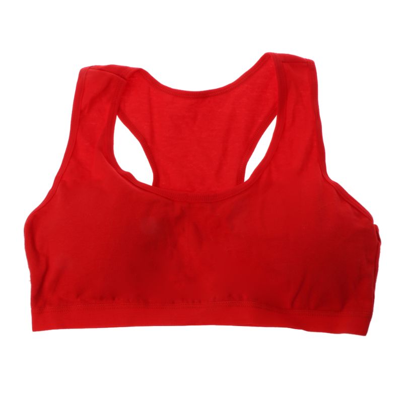 Bomulds-bh'er teen piger rødt undertøj 8-18 år gammel sport trådløs lille træning pubertet bh rackback: Default Title