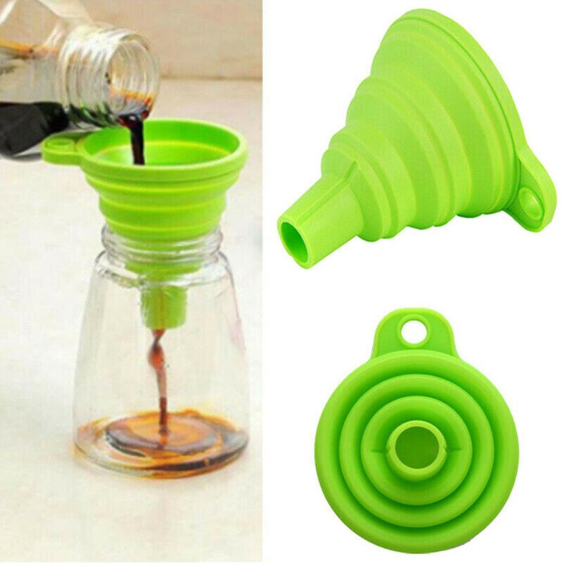 Collapsible Silicone Funnel Foldable Heat Resistant Practical Kitchen Hopper Funnels Mini Colanders Strainers Funnels