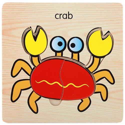 Holz 3D Tiger Fisch Marine Tier Puzzles Bord Pädagogisches Kinder Spielzeug entwickeln kinder der anerkennung farben und form: Crab