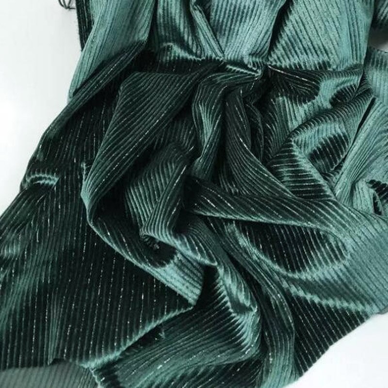 Stribe shimmer fløjl stretchy stof diy kjole tekstil smukt stof til festkjole bukser luksus blødt hjemmetekstil: 6 mørkegrøn