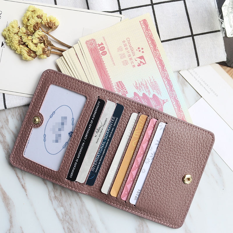 genuine cow leather slim card holder wallet ladies simple Cowhide credit card holder