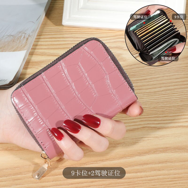 Vrouwen Mini Id-kaart Houders Krokodil Business Credit Card Houder Pu Leather Slim Bankkaart Case Organizer Portemonnee Rits Unisex: 3