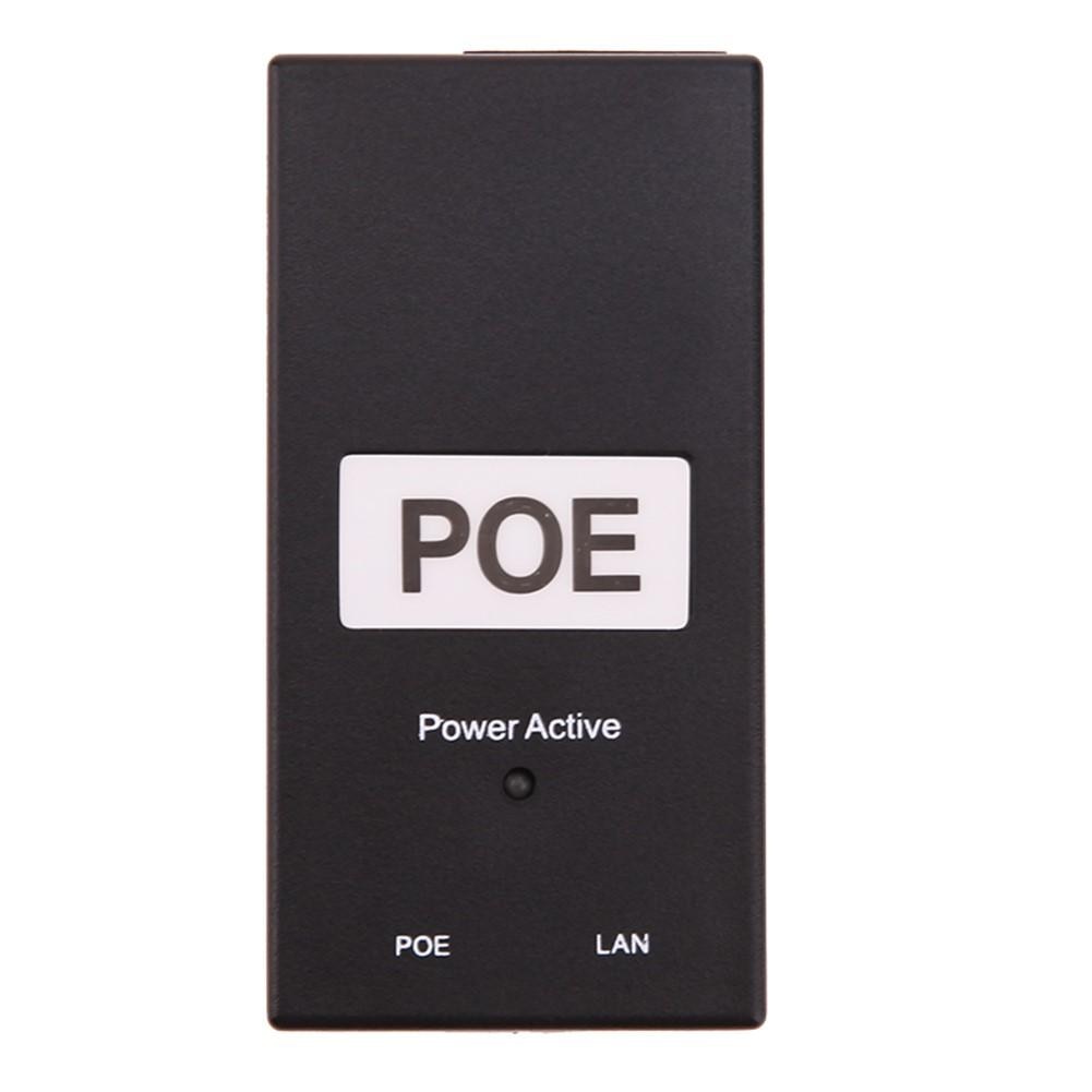 POE Power Supply DC Adapter 24V 0.5A 24W Desktop POE Power Injector Ethernet Adapter Surveillance CCTV Black
