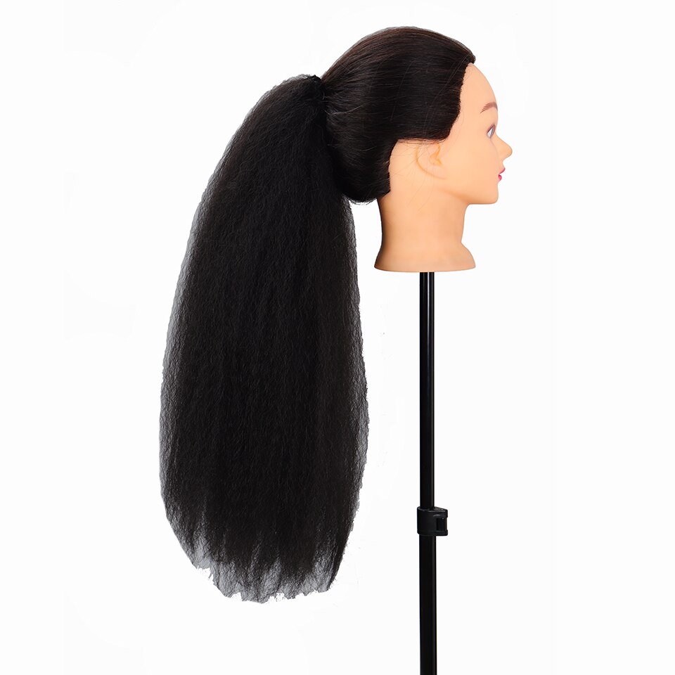 LVHAN-coleta mujer africana, extensión de 22 pulgadas, cuerda sintética, pieza de pelo de maíz, negro, resistencia a altas temperaturas