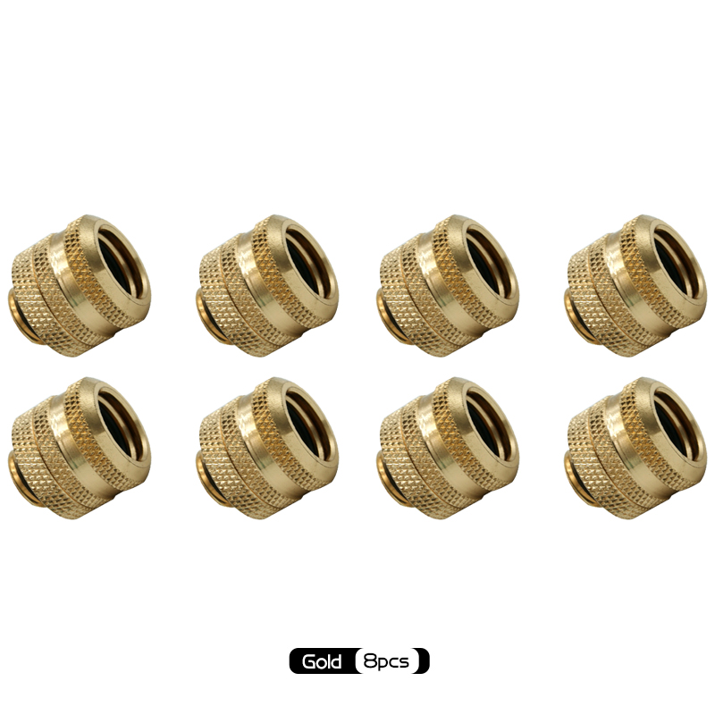 G1/4'' Hard Tube Compression Fittings For OD14mm Acrylic PETG Frosted Pipe PC Water Cooling DIY Computer Case Connector Adapter: 8PCS Gold