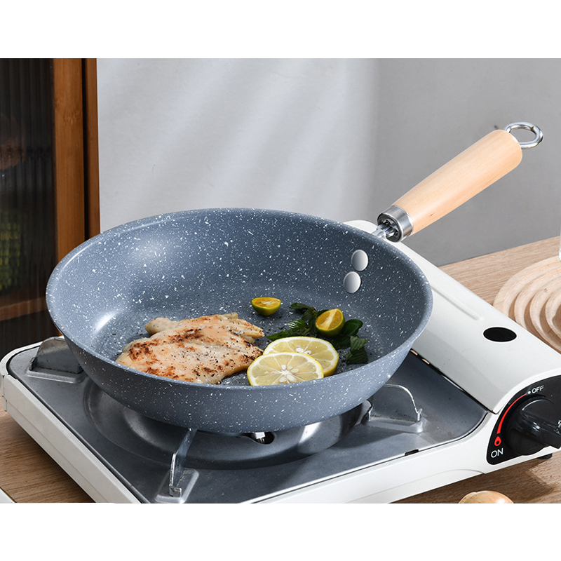 Hållbar stenpanna 30/28/26cm non-stick pannkaksstekpanna för induktionshäll gasspis