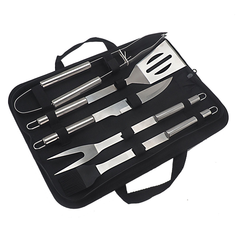 5 stykke rustfrit stål grillværktøjssæt bbq grillværktøjssæt bærbart grillværktøjssæt til udendørs campinggrill