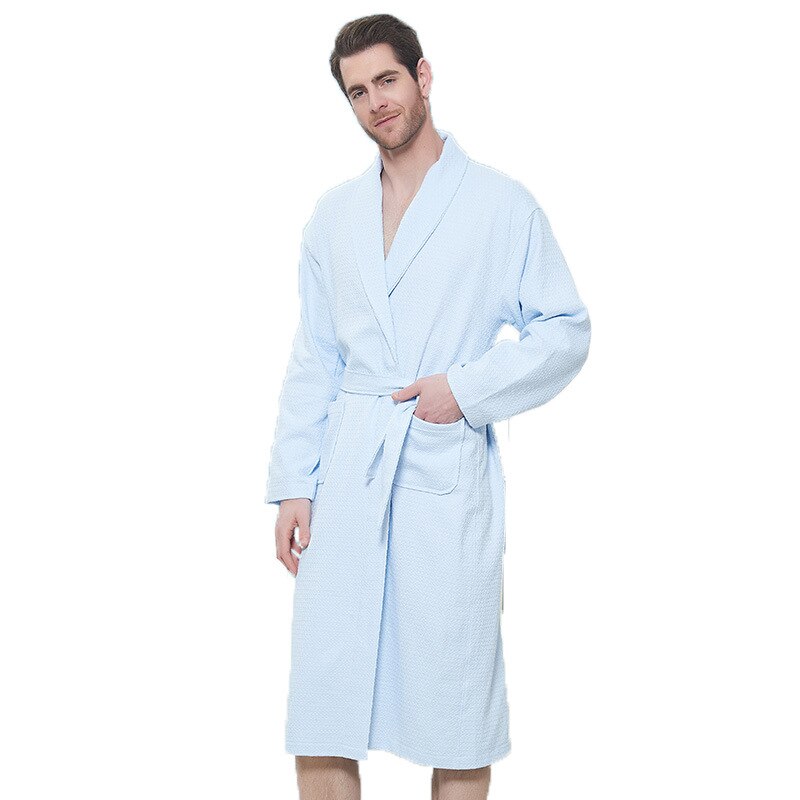 Vår høst tynn bomull vaffel badekåpe for menn kvinner hjemme hotell badekåper unisex svette fordampe spa kimono morgenkåpe
