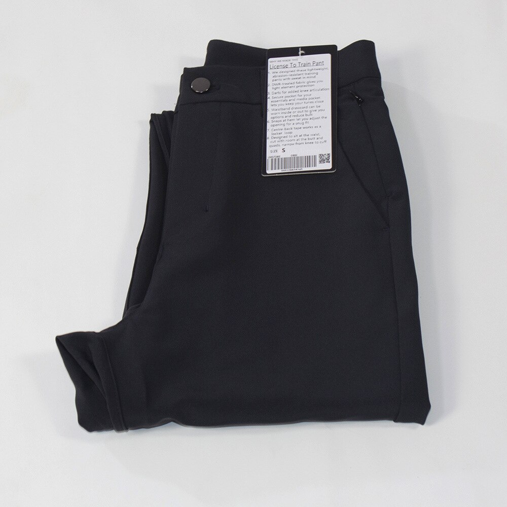 Lulu Commission Sweat Pants Men Black Workout Elastic Sweatpants Zipper Fitness Full Length Jogging Pants with Pocket Trousers: 8 size 60-65 kg / shimo hui