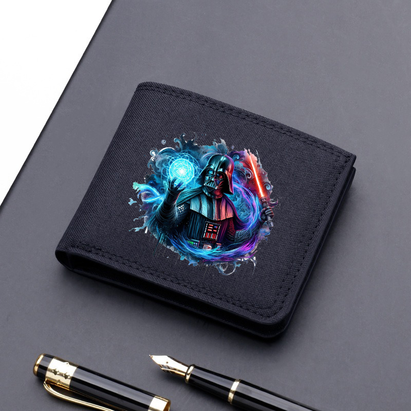 Star Wars Canvas Men Card Holder Wallet Black Blue Grey Male Money Bag ID Photo Bank Holder Short Purse Credit Card Case Bag: Różowy