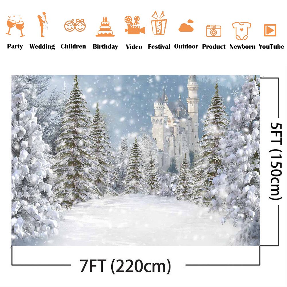 Sneeuwwitje Kasteel Fotografie Achtergrond Sneeuwvlok Vrolijk Kerstfeest Achtergrond Winter Wedding Bridal Shower Fotoshoot Props