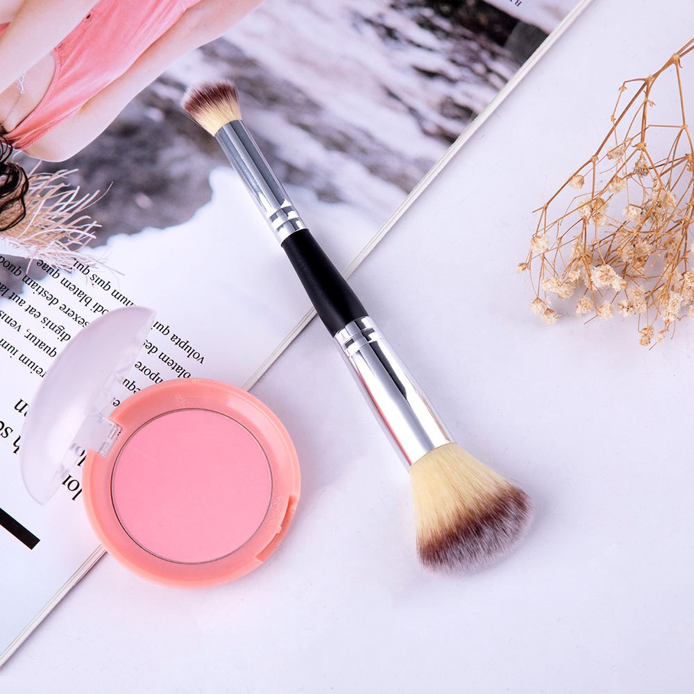 Foundat Makeup Brush Professionele Maquillage Femme Luxe Synthetisch Haar Double-Ended Blush Brush Cosmetische Tool