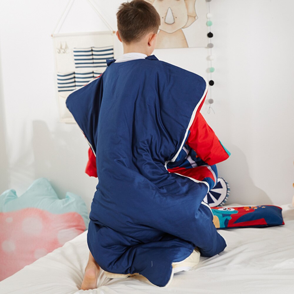Bomuld baby børn sovepose quilt småbørn lur måtte med aftagelig pude vinter baby anti-kick sovepose tegneserie quilt