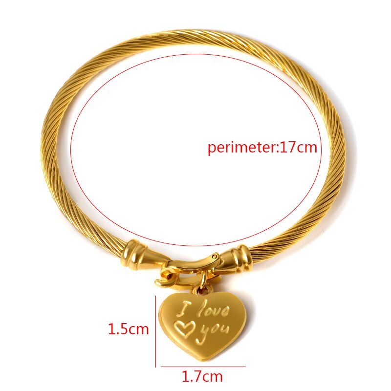 Stainless Steel Cable Wire Bracelets for Women Key Heart Virgin Mary Lock Round Tag Charm Bracelets & Bangle Gold Jewelry: style2 gold