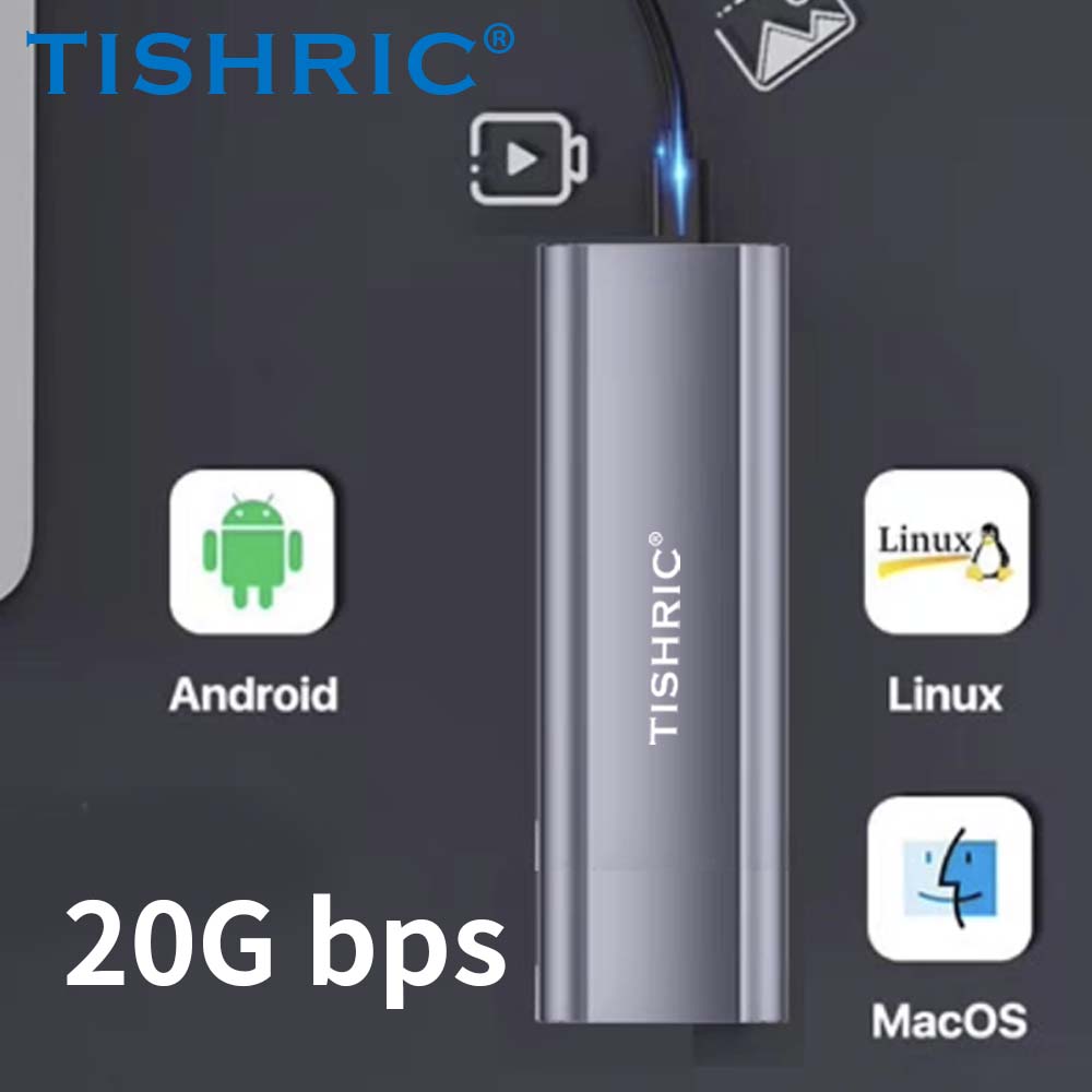 TISHRIC 1.8inch SSD Case Nvme to USB/Type C M.2 Enclosure NVME/NGFF Dual Protocol External Case Support 20Gbps SSD for PC Laptop