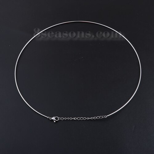 304 Rvs Kraag Hals Ring Ketting Zilveren Kleur Ronde, 1 Stuk: 40cm long