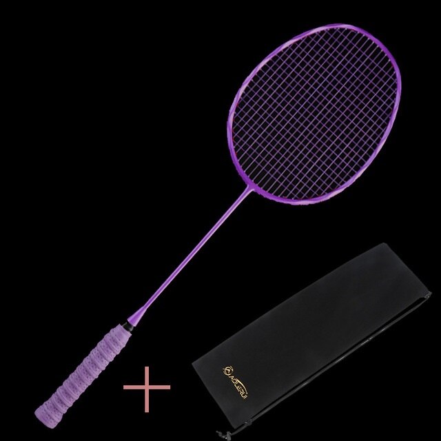 1pcs Ultralight Badminton Racket Carbon Badminton Racquet Carbon Fiber Grips Offensive Defensive Training Racket With Bag: Purple