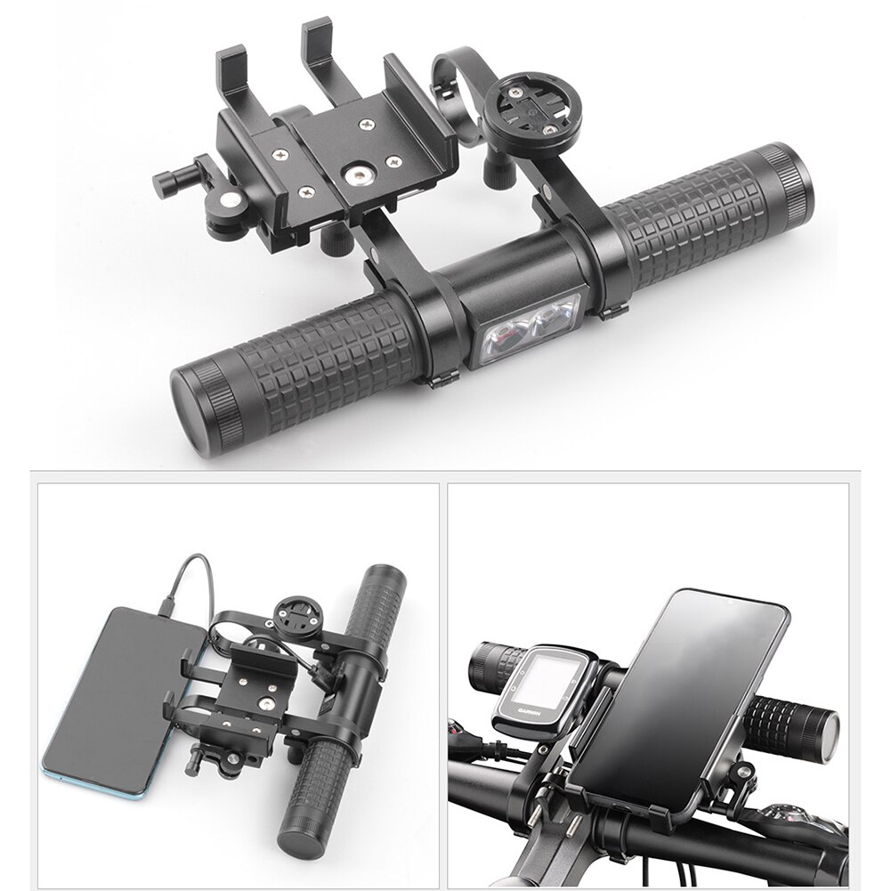 5 w 1 wydłużenie kierownicy rowerowej USB ładowanie lampa rowerowa uchwyt na latarkę zacisk rozszerzenie uchwyt podporowy akcesoria rowerowe