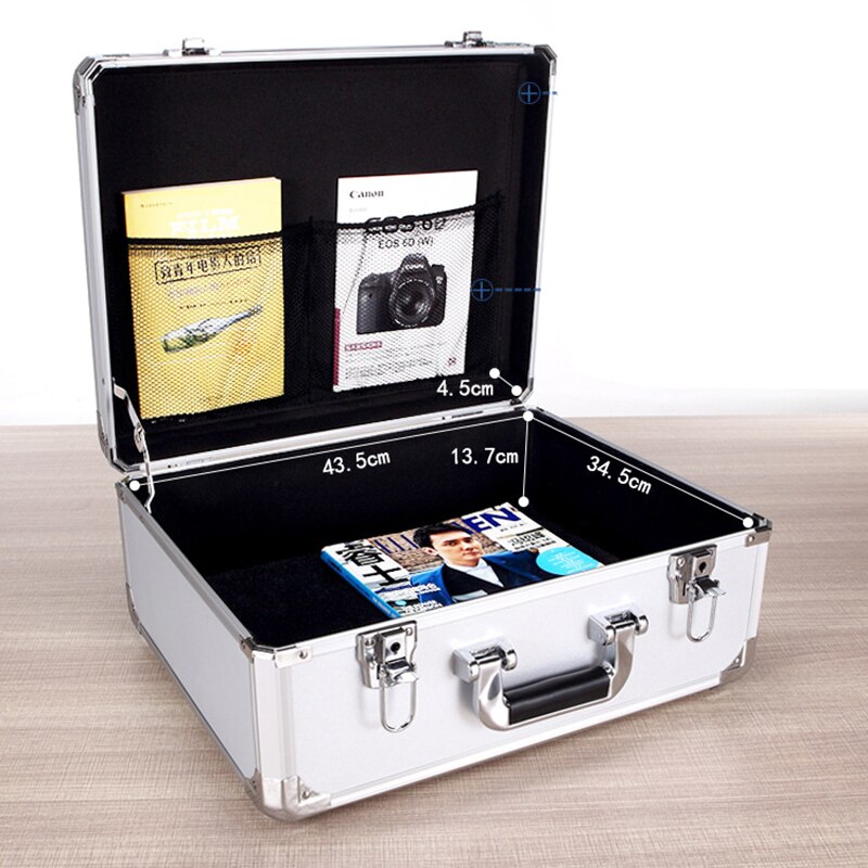 450*360*200mm Portable Safety Equipment Instrument Case Suitcase Aluminum Tool Box Impact Resistant Toolbox Tool Case with Foam