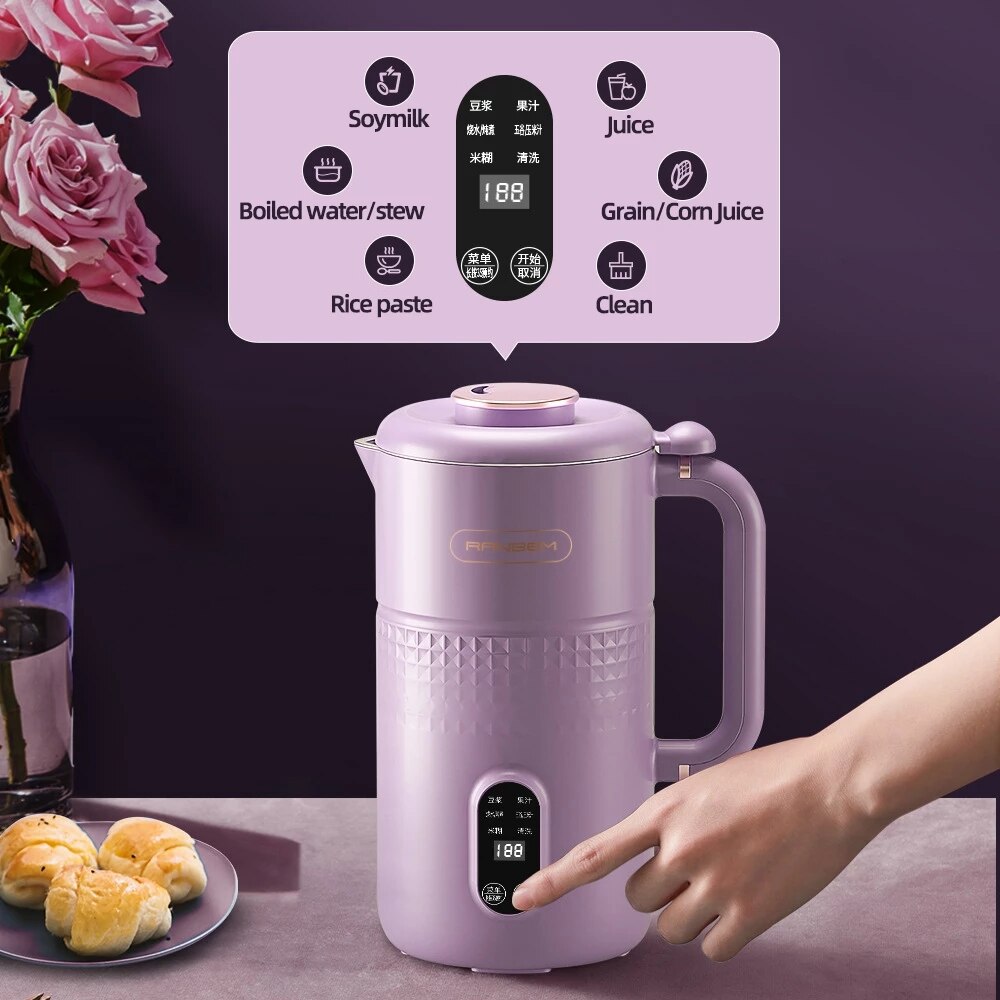 600ml Household Mini Food Blender Soymilk Maker 304 Stainless Steel Multifunction Automatic Heating Food Mixer For Home 220V