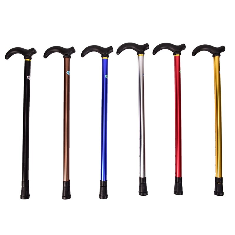 Telescopic Walking Stick Cane Hiking Rubber Tips 6 Grade Alpenstock for Elderly Aluminium Body Climbing Equipment