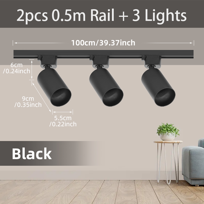 Juego completo de luces Led para riel de techo, foco de fuente de luz GU10 reemplazable para sala de estar y dormitorio, lámpara Led para riel