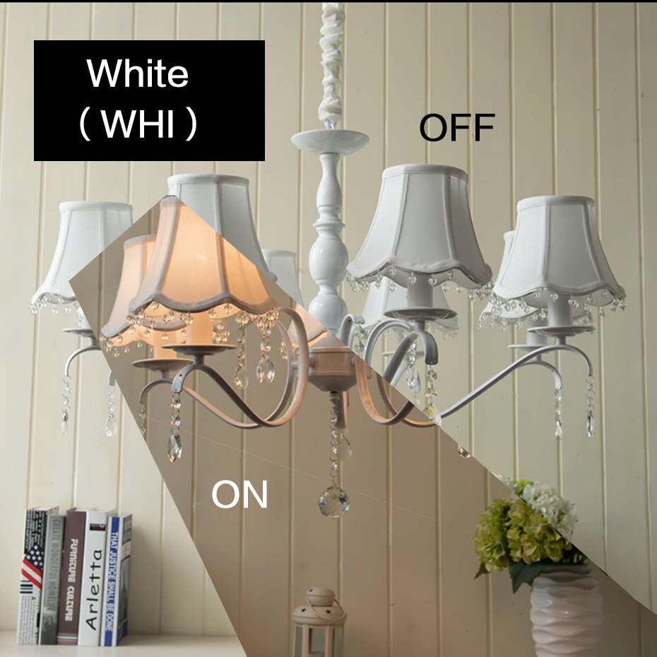 Pantalla sólida de tela pequeña E12 Para lámparas, cosida a mano, colgante con cuentas de cristal de encaje, lavable, Blanco/beige/azul/Rosa/lavanda E14: White