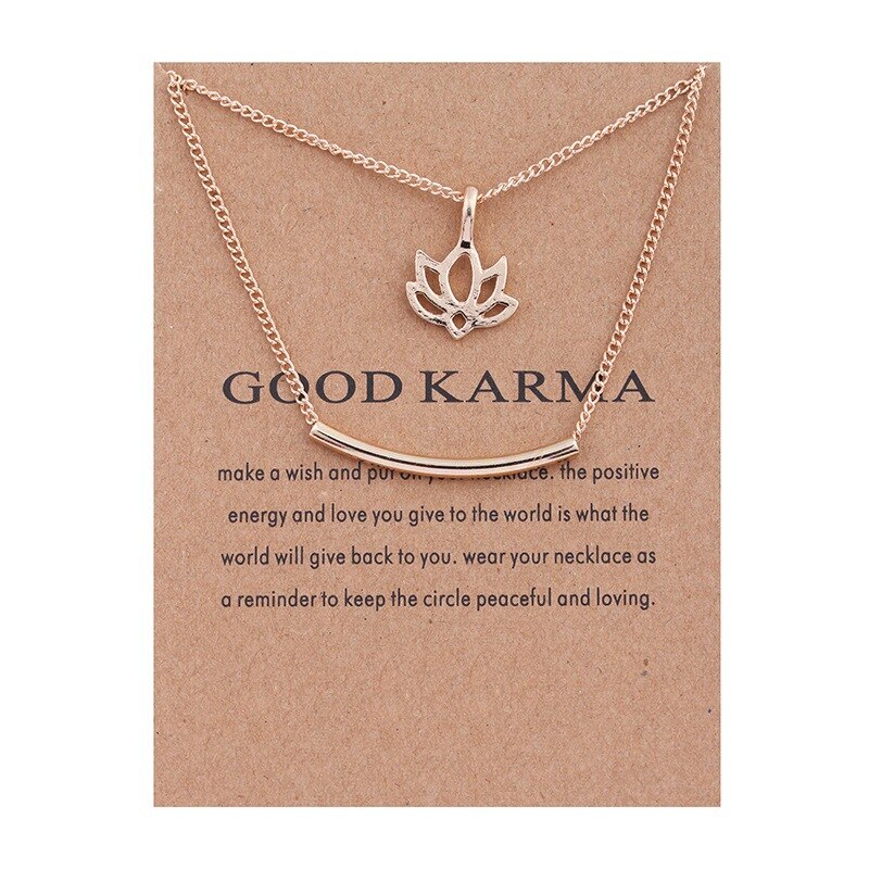 Goldene Überzogene Gute Karma Marmor Lotus Doppel Schicht Legierung Schlüsselbein Knochen Anhänger Kurze Halskette: HAVE CARD