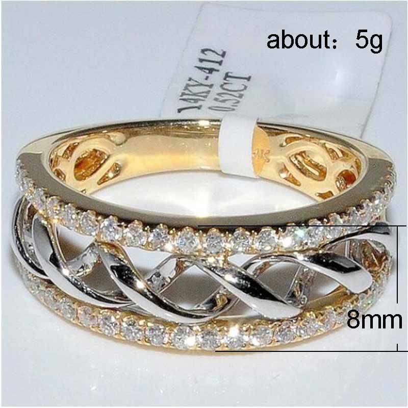 HUITAN Geometric Women Ring Luxury Golden Color Dazzling Cubic Zircon Engagement Ring For Women Hollow Jewelry Ring