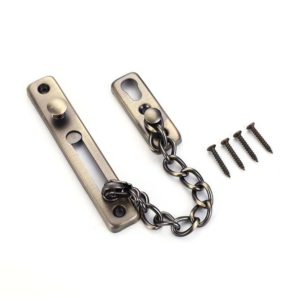 Door Chain Lock Stainless Steel Security Chain Guard Spring Anti Theft Press Heavy Duty Polished Latch Screw Guard Accessories: Khaki