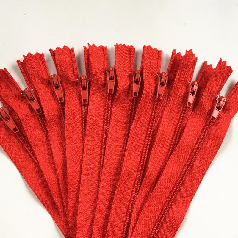 10 Pcs Mix Farbe Lange Unsichtbar Tasche Tailor Kanalisation Reißverschlüsse Geschlossen Ende Schneider Quilt Crafter Nylon Spule 8 Zoll handwerk DIY Zipper: Red