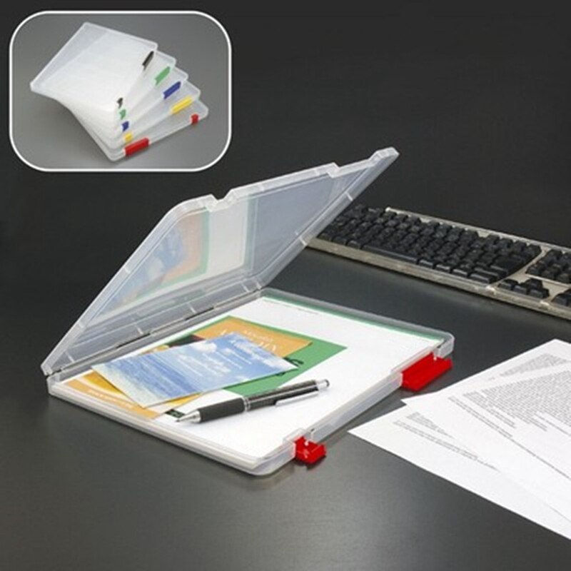 Portable Folder Plastic A4 File Storage Box Transparent Sorting File Box Office School Desktop File Storage Box