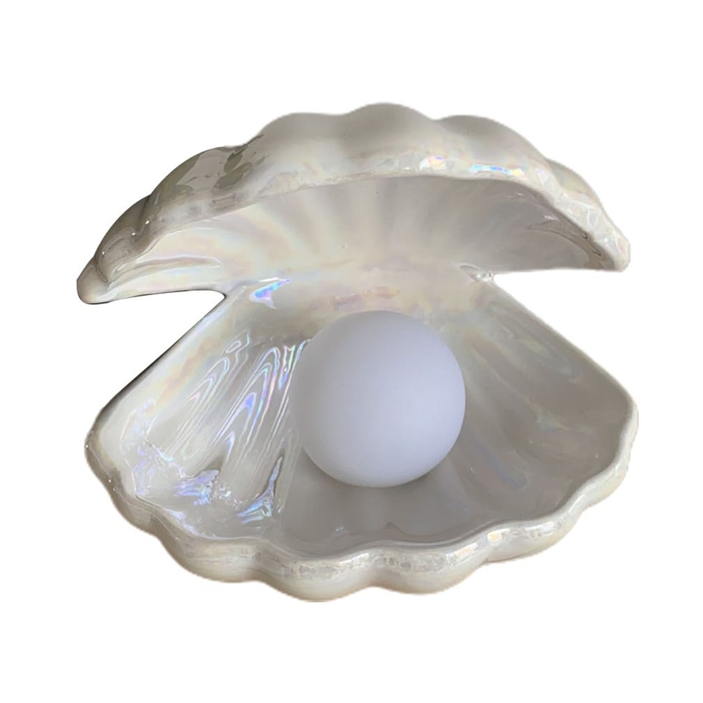 Pige drøm keramisk skal lampe perle fe dekoration nat lys opbevaring perle skal lampe desktop dekoration: Jasmin