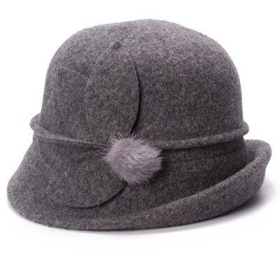 Vinter hatte til kvinder cloche hatte 60%  uld hatte til damer gatsby stil varm spand hat kirke kjole bryllup hat  a474: Grå