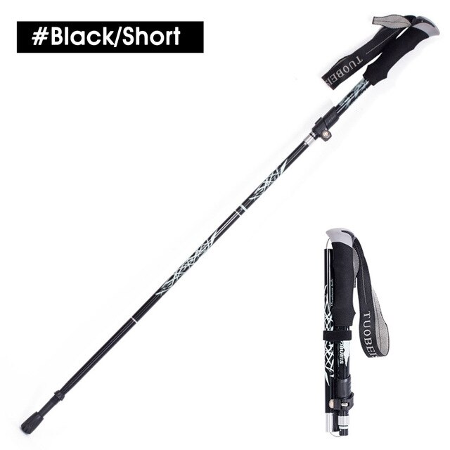 Trekking Poles Folding Hiking Stick Collapsible Hiking Poles Trekking Stick Walking Poles Nordic Walking Sticks: Black Short