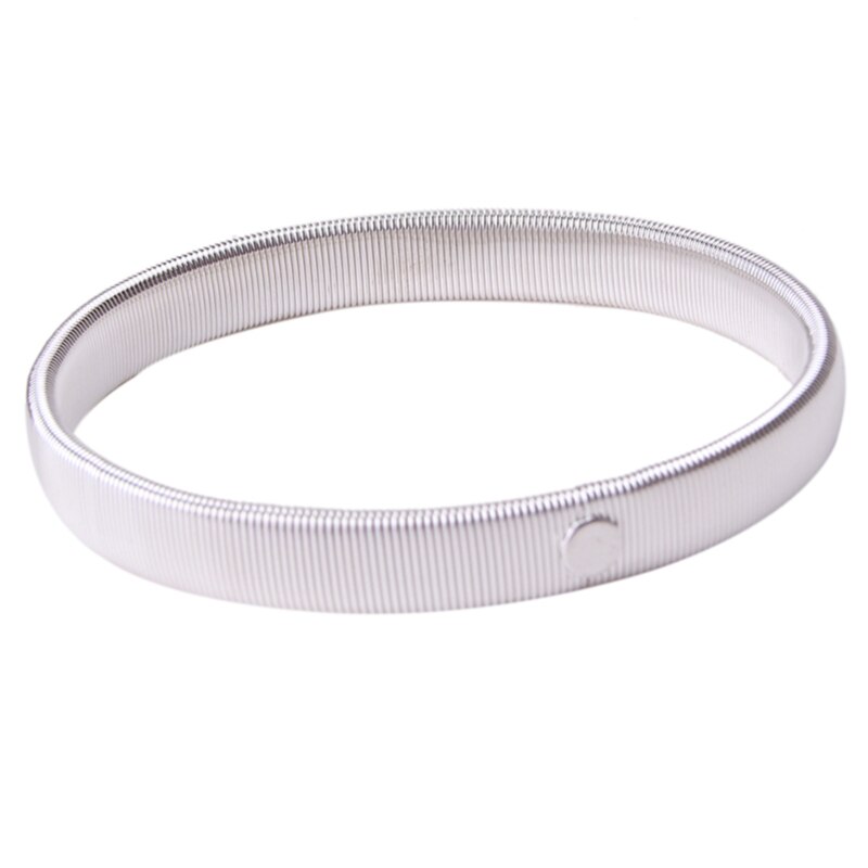 1pc Unisex Punk solido braccialetto elastico manica in metallo cerchio molle filo d'acciaio bracciale bracciale perimetro 26cm: sliver