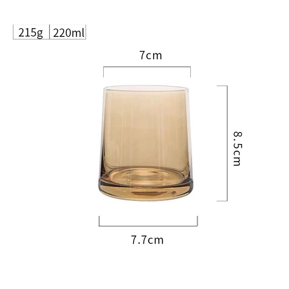 220ML Japanese Style Water Glass Colorful Household Whiskey Glass Thick Bottom Ion Plated Water Juice Glass Glass: Amber