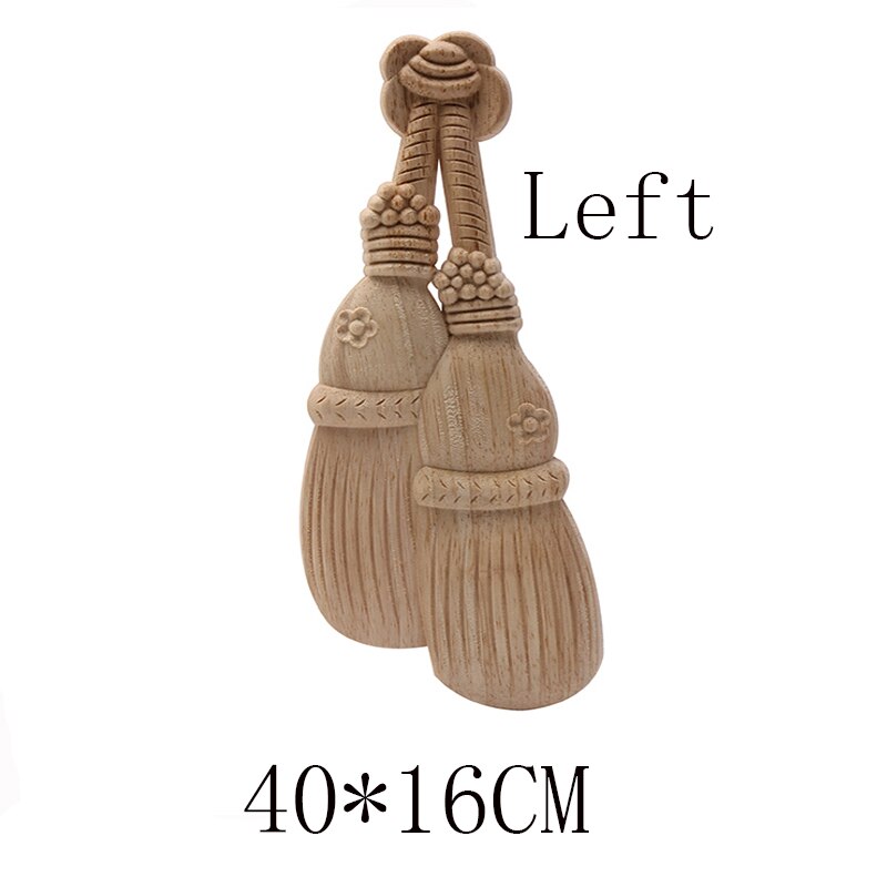 Applique for Home Furniture Unpainted Wood Oak Carved Wave Flower Onlay Corner Decor Wood Carved Long Applique Rubber Wood: C166-6