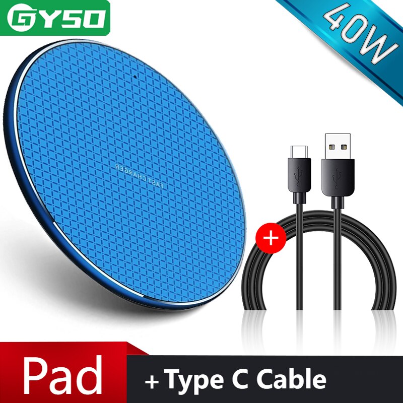 40W Qi Draadloze Oplader Voor Iphone 13 12 11 Pro Xs Max Snelle Wirless Opladen Voor Samsung Xiaomi Huawei telefoon Qi Lader Draadloze: K 10W Blue