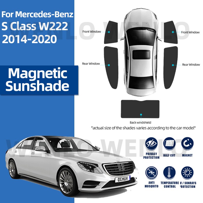 For Mercedes Benz S Class W222 Sun Protector Heat Isolation Window Shades Easy Installment Foldable Cover
