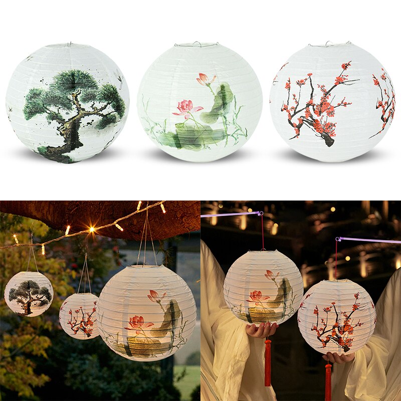 30cm Blume Pflanze Gedruckt Blume Runde Der Antike Chinesische orientalisch Stil Papier Laterne Festliche Hochzeit Geburtstag Party Heimat Dekor