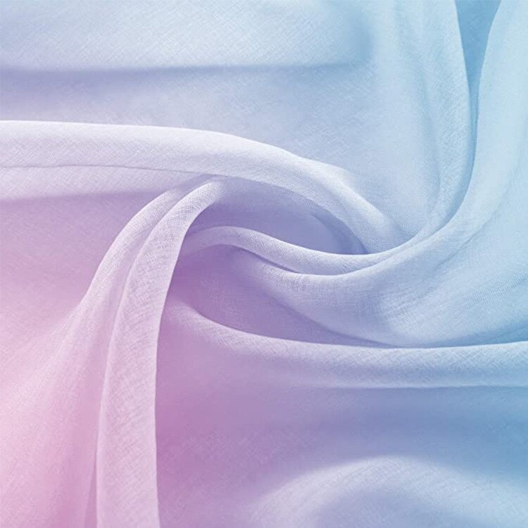 Dégradé couleur Semi rideaux transparents couleur vive rideaux modernes pour chambre salon fenêtre rideaux panneaux réversibles 2 pièces