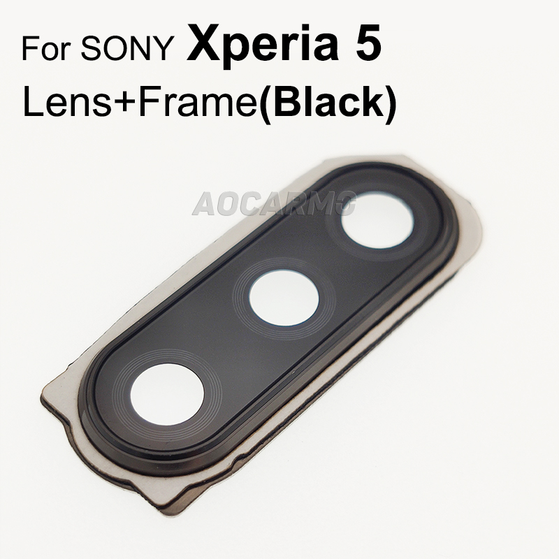 Aocarmo Achter Back Camera Lens Len Glas Met Metalen Frame Ring Lijm Voor Sony Xperia 5 X5 J8210 J9210 5II ii SO-52A SOG02: X5 Len Frame Black