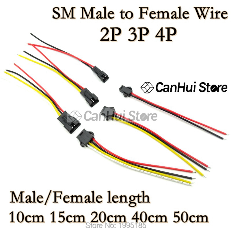 Conector de cable macho a hembra, 2-5 pares, 10/15/20cm, JST SM 2P 3P 4P, tiras LED, conectores de controlador de lámpara, adaptador rápido