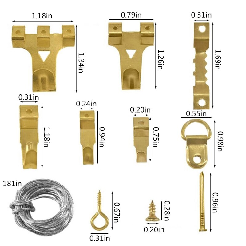 250Pc Picture Hanging Kit Sawtooth Hanger Screws Wall Mounted Picture Frame Hook 35EC