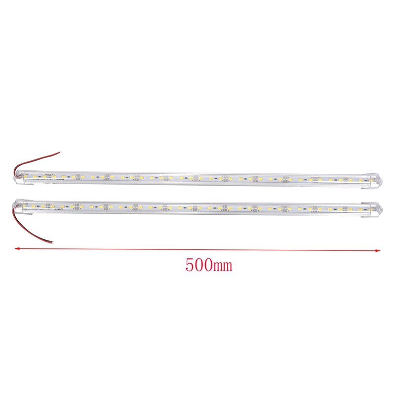 2 Pcs Aluminum Alloy Rigid LED Strip Rod Light Waterproof 12V 50CM white