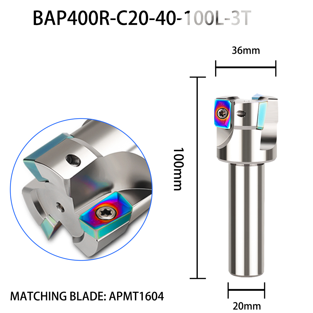 Varilla de fresado integrada tipo torreta R0.8, vástago recto C16 C20, fresadora de torreta, herramienta, fresa de cara rugosa: 21 mm