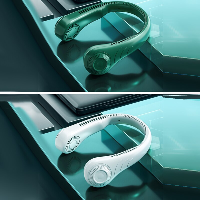 Mini ventilador de cuello portátil sin aspas, aire acondicionado recargable por USB, sin hojas, silencioso, para deportes al aire libre