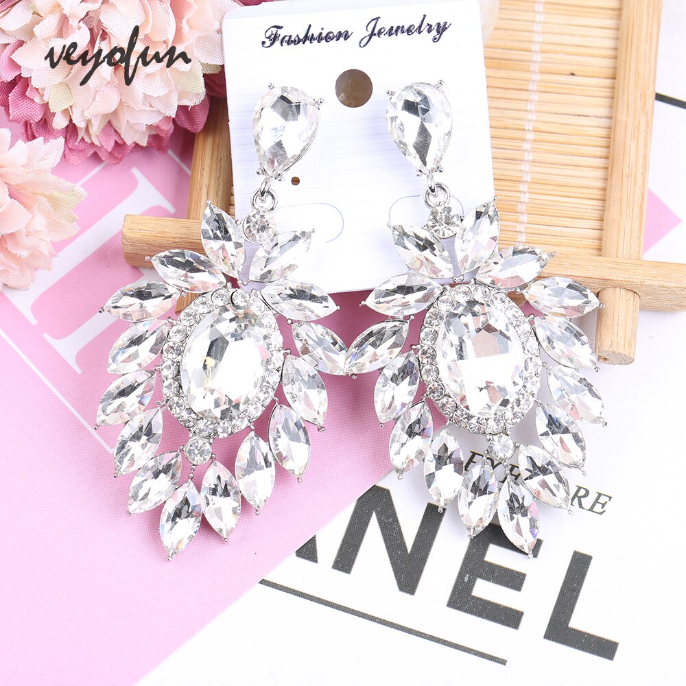 Veyofun-pendientes colgantes de cristal hipérbola para mujer, aretes grandes, joyería de